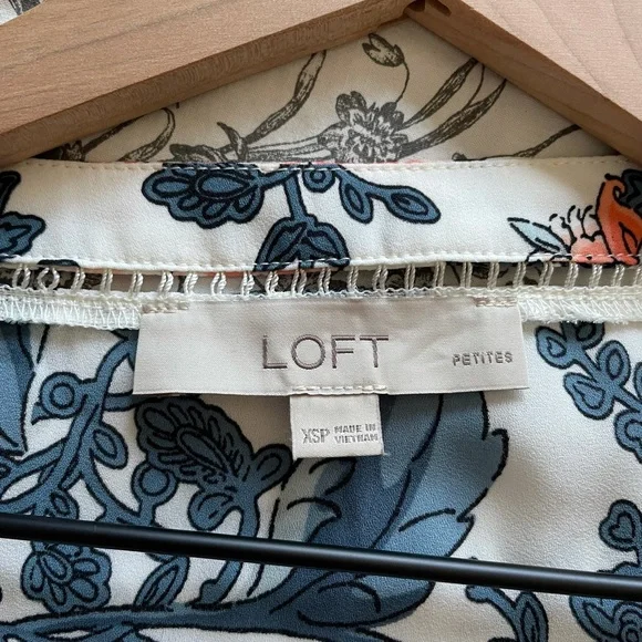 LOFT Floral Blouse - Blue and Pink - Picture 4 of 8